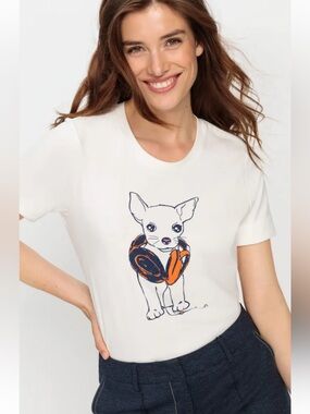 Olsen  White Chihuahua Print T-Shirt